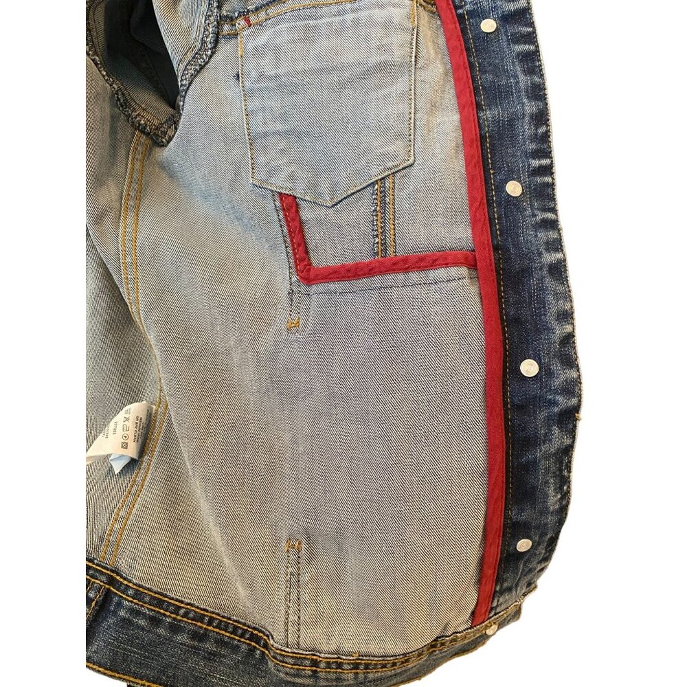 H&M L.O.G.G. Jean Jacket Denim Size 10 Utility Cotton Dark Wash LOGG Buttons - Picture 10 of 12